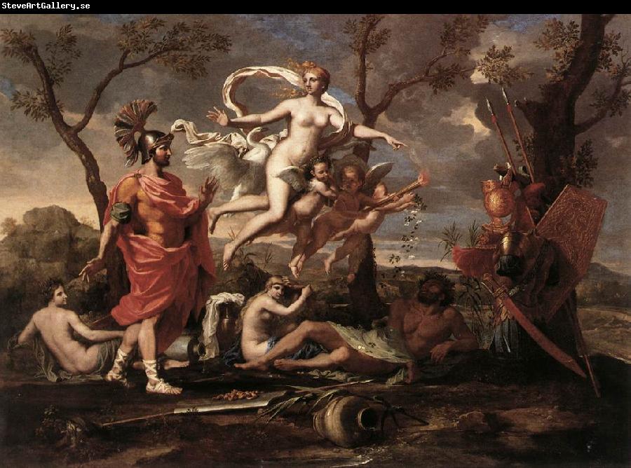 POUSSIN, Nicolas Venus Presenting Arms to Aeneas f